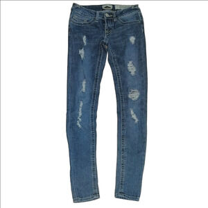 Indigo Rein Blue Skinny Jeans Distressed Details